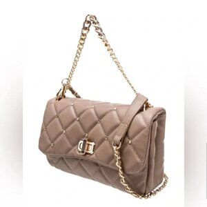 Badgley Mischka Elegant Taupe Quilted Women's Bag EUC